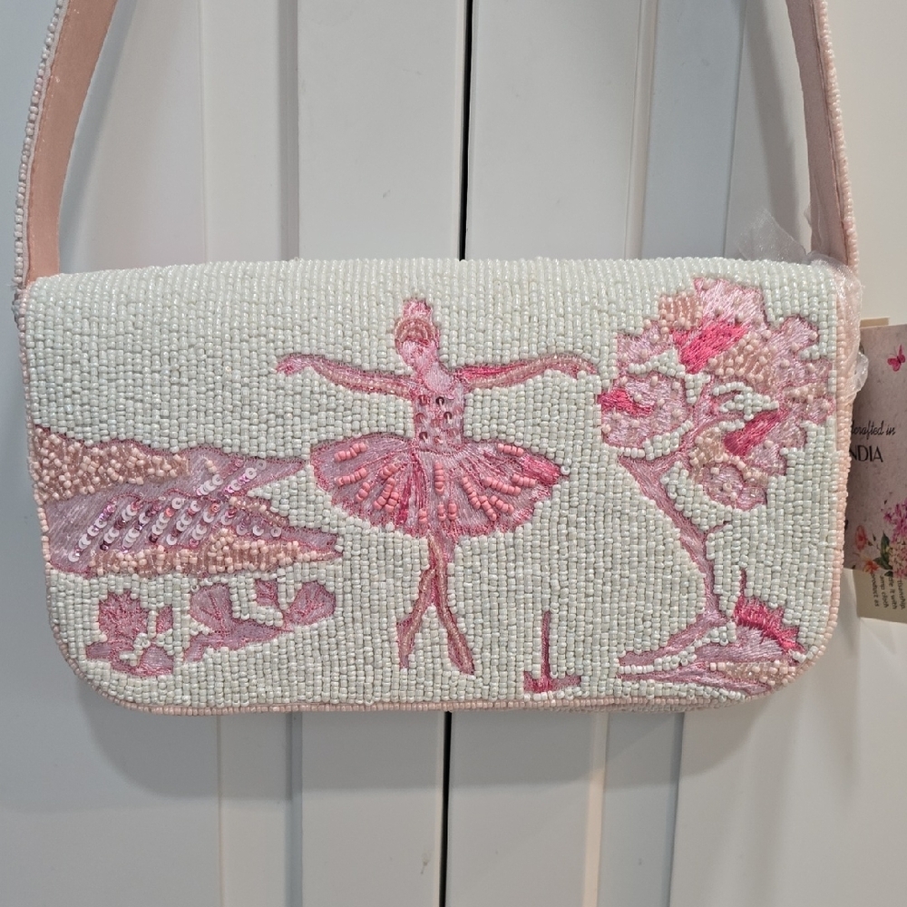 Pink Ballerina Beaded Women's Bag - Picture 2 of 8